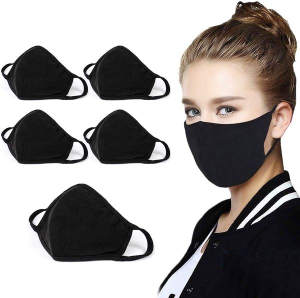 

3d face mask fabric black cotton washable reusable mouth cover men women anti dust adjustable mask for cycling travel