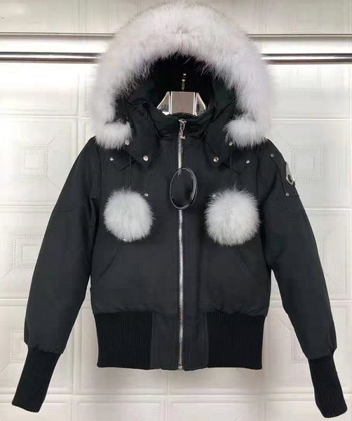 

2019 men winter fourrure down parka femme jassen daunejacke outerwear big fur hooded fourrure manteau down jacket coat goby hiver doudoune, Black