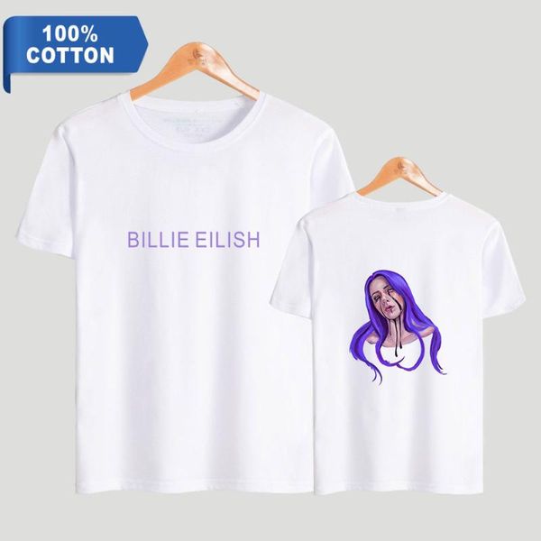 

billie eilish t shirt o-neck collar short sleeve pure cotton tshirt casual style summer men/women t-shirt, White;black