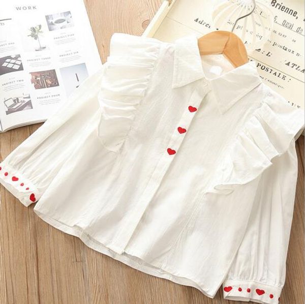 

ins girls kids clothes shirt long sleeve turn down collar shirt white shirts girl clothing, Blue