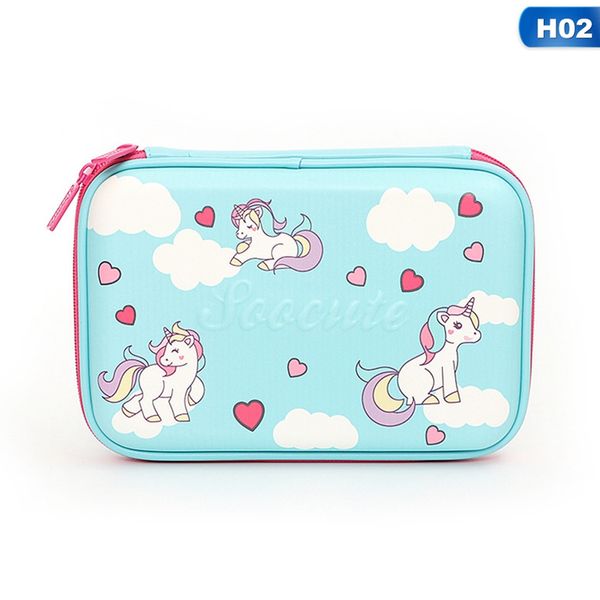 

large capacity pencil case cute mermaid horse pen bag for girls and boys zipper eva pencil box stationery supplies