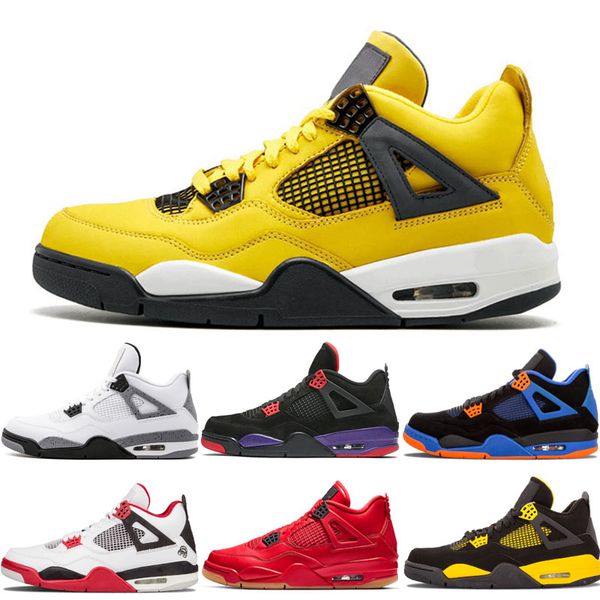 

2019 new lightning 4s men basketball shoes 2019 bred cool grey fiba flight nostalgia black gum thunder royalty sport sneakers trainers