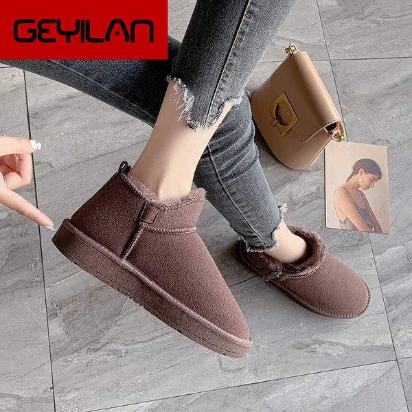 

snow boots women flats winter fashion warm winter short boots new arrival women shoes fur plush insole shoes u11-21, Black