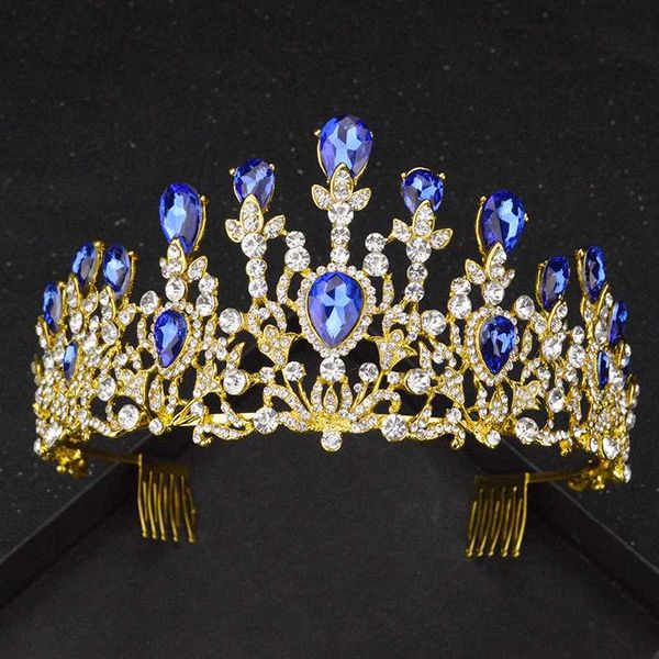 

2019 new gold and silver bride crown baroque wedding hair accessories fashion ladies rhinestones with comb headdress, Golden;white