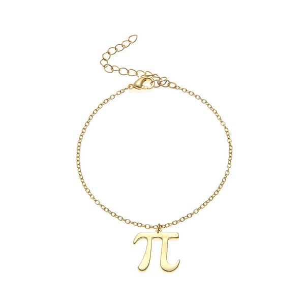 

5pcs math pi 3.14 symbol number bracelet mathematics science geometry initial letter digital pai infinite infinity character teacher jewelry, Golden;silver