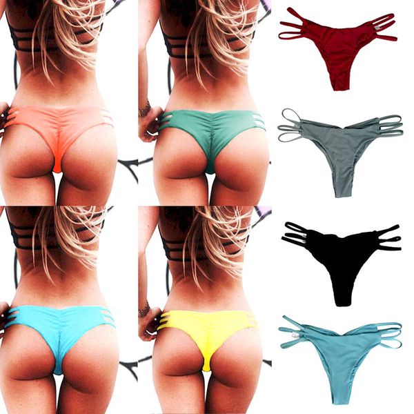 

summer women's swimming suit 2019 bikini swimsuit thong solid beachwear brazilian mid waist two piece swimsuits