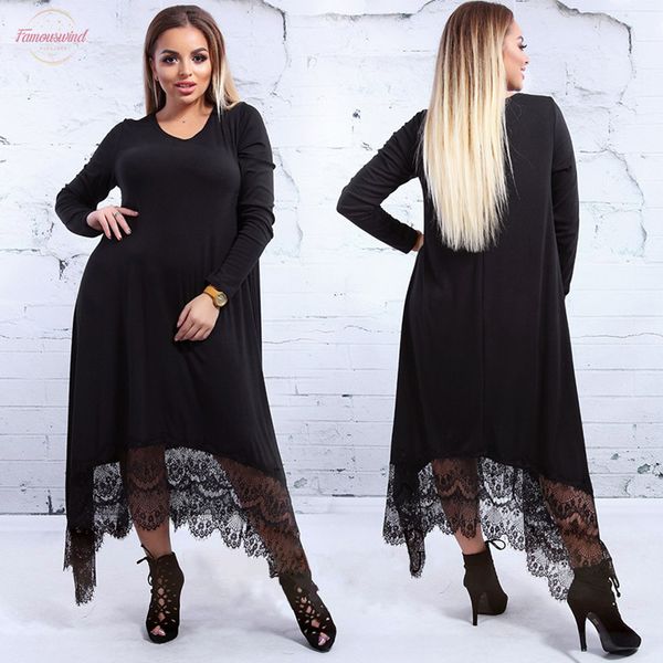 

plaid 2xl 6xl large size robe 2020 spring summer dress big size elegance lace dress women dresses plus size women clothing dresses, Black;gray