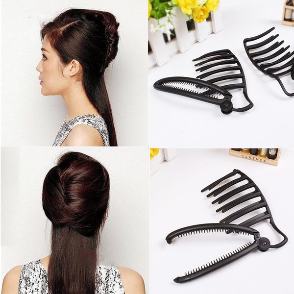 

women diy formal magic hair styling updo fast bun comb and clip tool set accessories for hair french twist maker holder buckle, Black;brown