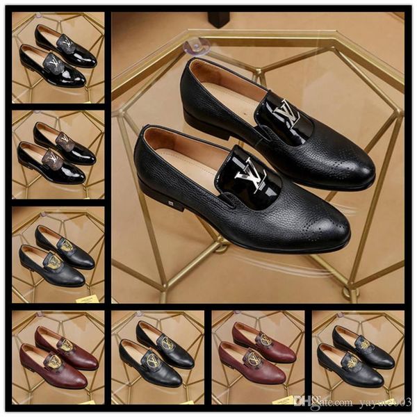 

iduzi мужские платье обувь бизнес кожа люкс свадебное цветочный принт мокасины мужчины квартиры офис партии вечерние туфли, Black