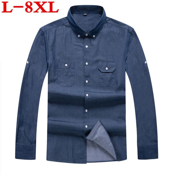 

новый высокого качества плюс размер 8xl 7xl 6xl 5xl с длинным рукавом твердые mens casual социальные рубашки большой размер мужчины блуза ра, White;black