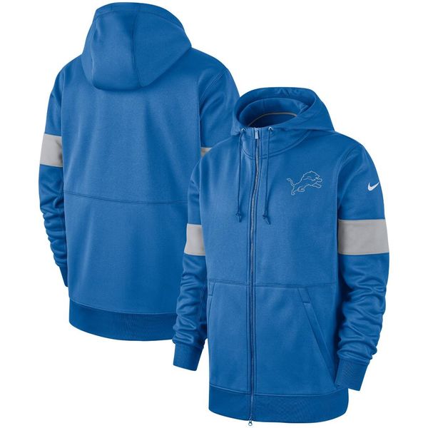 

detroit 2019 lions jackets men sideline performance full-zip hoodie blue, Black;brown
