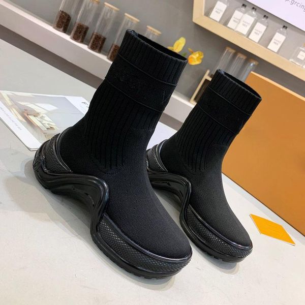 

fashion luxury designer women leisure boots knitting sock boots fashion breathable ankle boots or outdoor shoes size 35-40, Black