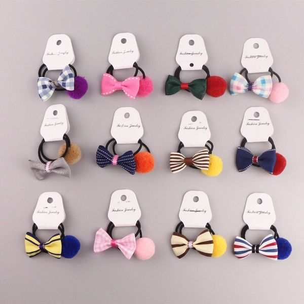

mix 6pcs cute candy small bow rubber band elastic hair band little girls' scrunchy ponytail hair accessories, Slivery;white