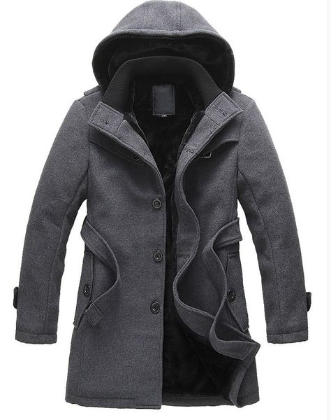 

new thick longer plus size coats men jacket winter overcoat men's trench jacket male warm winter parka men plus size 641, Tan;black