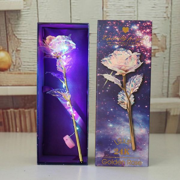 

lighting rose 24k foil plated rose with box valentine's day creative gift gold lasts forever love wedding decor lover