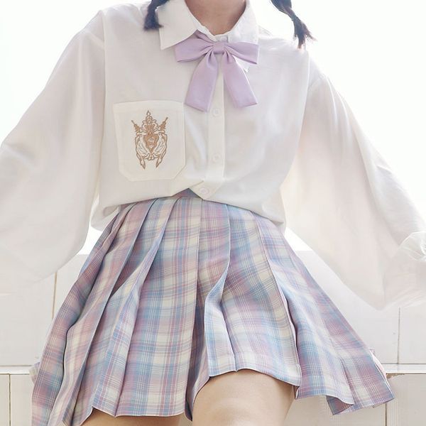 

korean version of the wild long-sleeved jk shirt female student college pleated skirt western-style skirt, Black