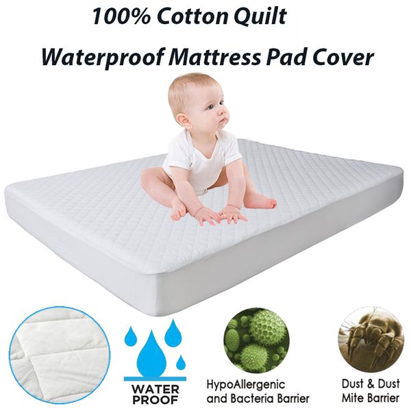 

160x200cm 1pc cotton mattress pad quilt waterproof mattress er for bed cover matelas anti mites waterproof cover