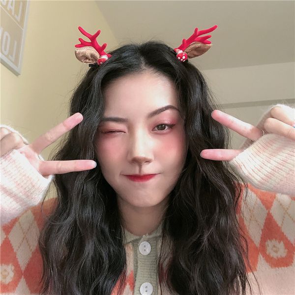 2019 Christmas Hair Clip Wild Cute Antlers Mushroom Hair Ball