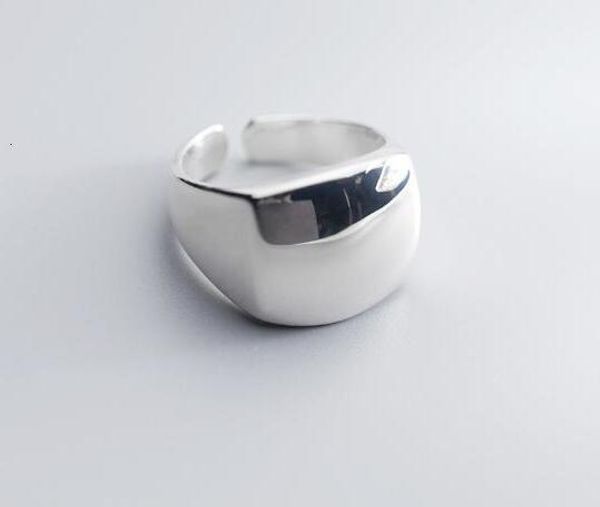 

real.925 1pc sterling silver fine glossy smooth geometric wider ring open adjust gtlj1672, Golden;silver