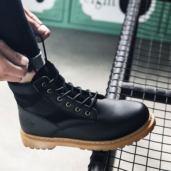 

winter autumn men boots quality special force tactical desert combat ankle boats army work shoes leather snow boots889, Black