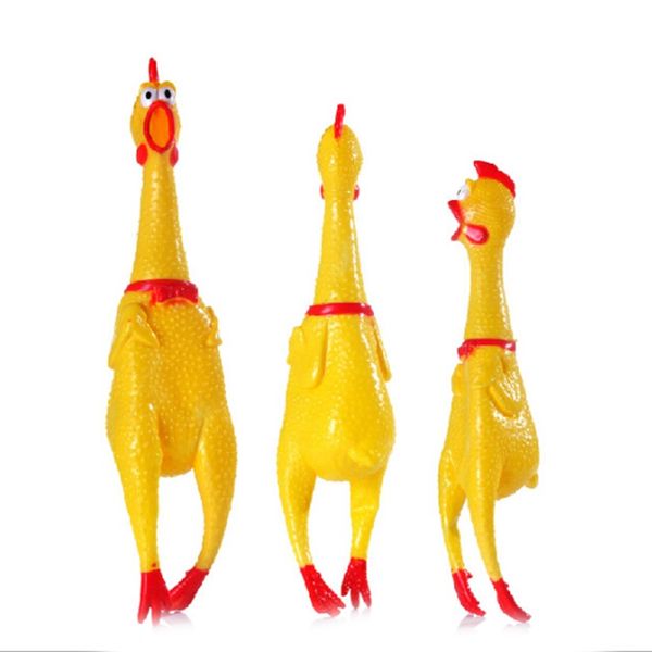 

17cm 31cm 41cm забавный желтый пластиковые пронзительный куриные pet кинологический игрушки сожмите писк squeaker chew кричащие домашние жив