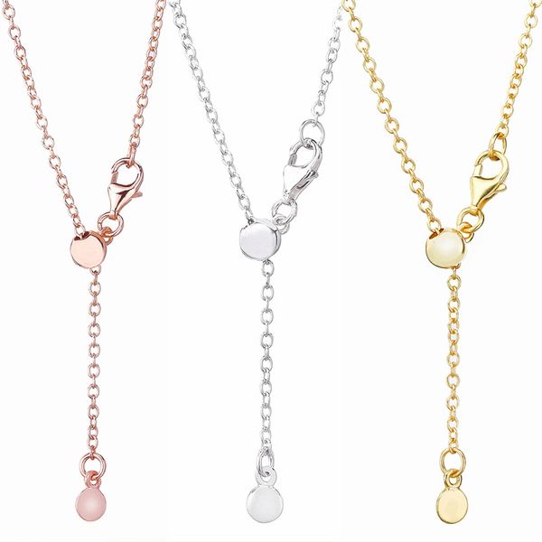 

new 925 sterling silver necklace rose gold & silver sliding clasp chain basic necklace for women wedding gift europe jewelry