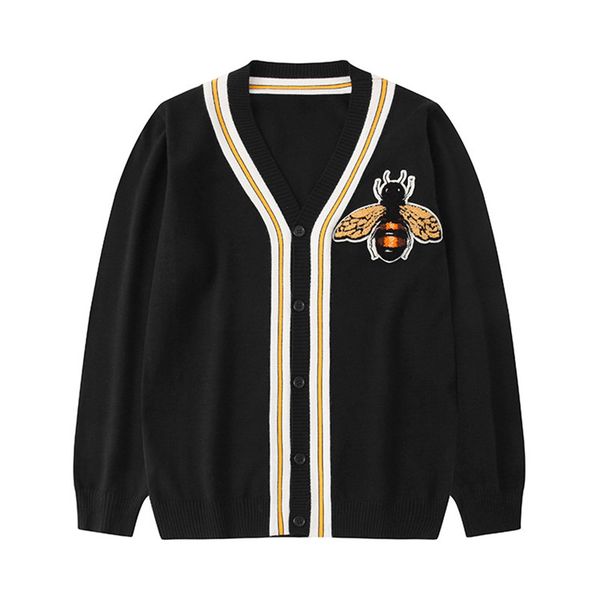 

luxury mens cardigan sweater fashion embroidery loose thick coat winter mens designer wool sweaters, White;black