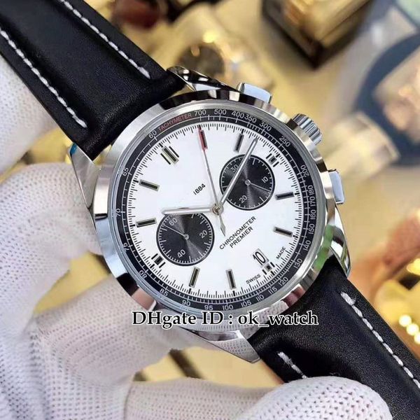 New Watch Premier B01 AB0118221G1P1 vk Quartz Chronograph Mens Watch White Black Dial Black Leather Steel Steel Case Gents Спортивные часы 6 цветов