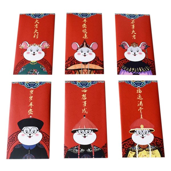 

6pcs/set chinese red envelopes lucky packets for 2020 rat new year spring festival wedding