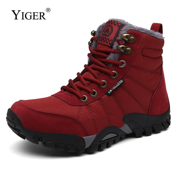 

yiger new women's snow boots winter warm cotton shoes large size lace-up outdoor sports non-slip boots ladies hiking 0412, Black