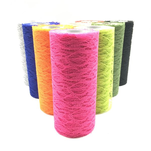 

15cm 10yards lace tulle roll apparel sewing and fabric wedding decoration party chair sash bow table runner decoration