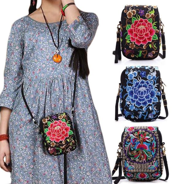 

этнического boho вышивка сумка vintage вышитого тент плечо crossbody сумка женщины маленькие монеты кошелек пляжная сумка