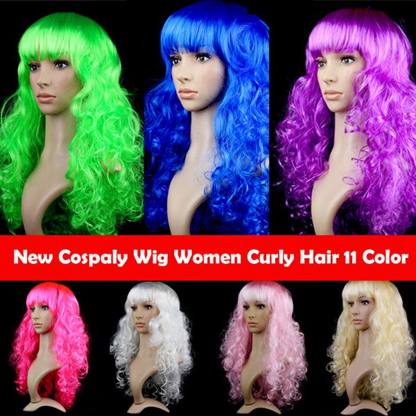 

11 цвет cospaly парик головные уборы большая волна волокна волос ночной вечеринки вьющиеся волосы женщин парик-коув хэллоуин рождество маска, Silver