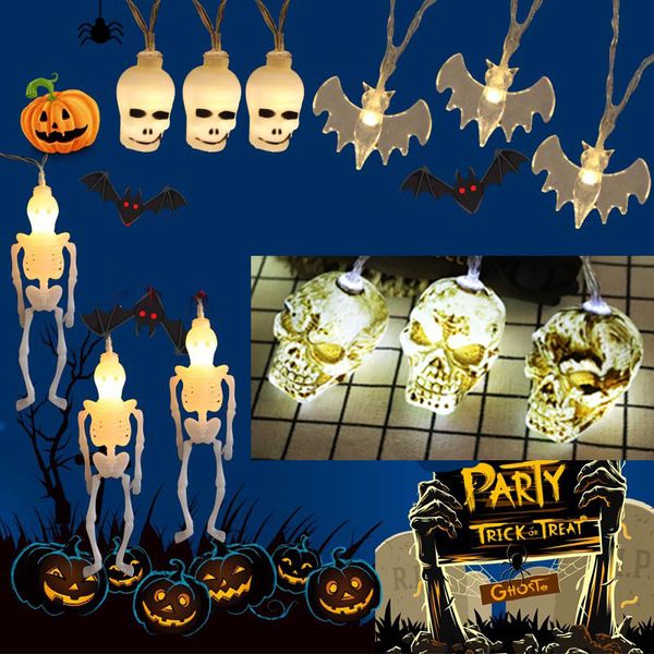 

1.5 м / 3 м хэллоуин ужасы череп костные огни строка лампы праздник украшения партии свет струнной работы на батареи хэллоуин украшения jk19