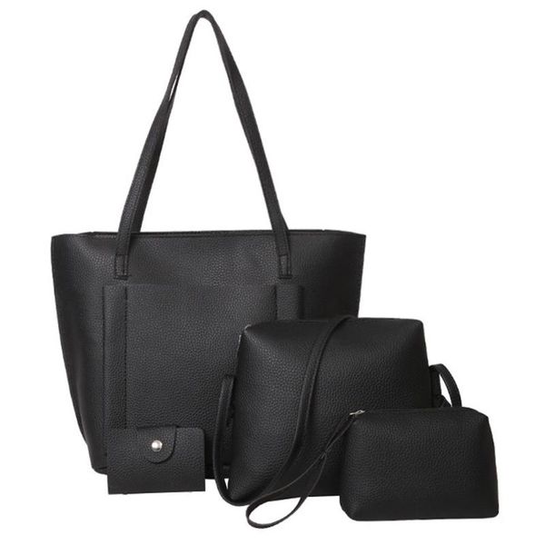 

women four set handbag shoulder bags solid color soft four pieces tote bag crossbody wallet luxury handbags women bags designer