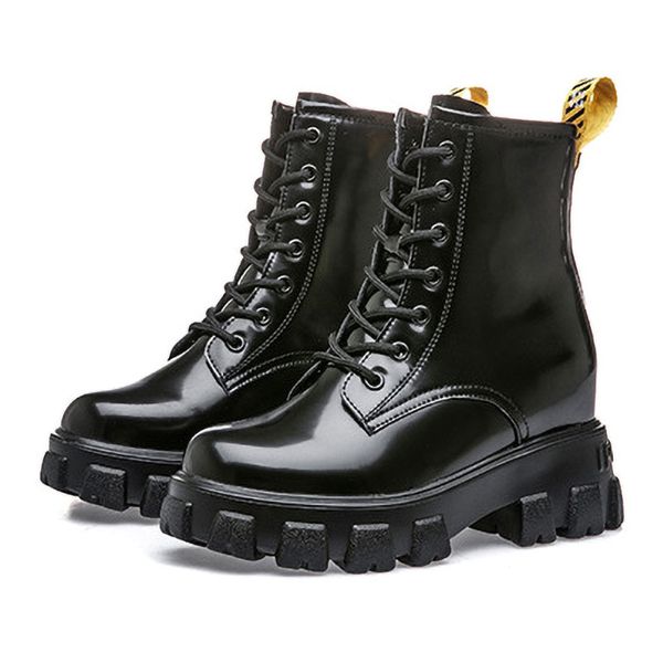 

2020 new women boots patent leather ankle boots for women shoes platform female winter shoes booties, Black