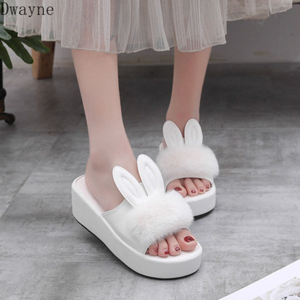 

2020 new wedge slippers spring and summer fashion wear-resistant ear muffin thick bottom korean version increase wild, Black