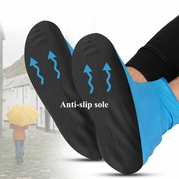 

1pair reusable protective cycling waterproof elastic emulsion portable thick sole shoe cover outdoor anti rain foot wear travel, White;pink