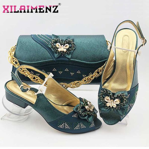 

2020 novelty style new arrivals women shoes and bags to match set with shinning ctystal african wedding party shoes and bag set, Black