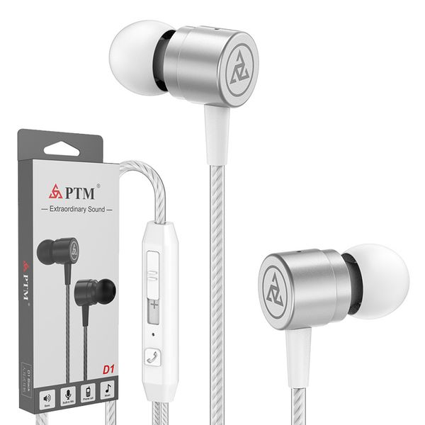 

Original PTM D1 In Ear Earphones Zinc Alloy Volume Control Headsets Bass Sound Earbuds Sport Noise Cancelling Headphone With Mic for Samsung