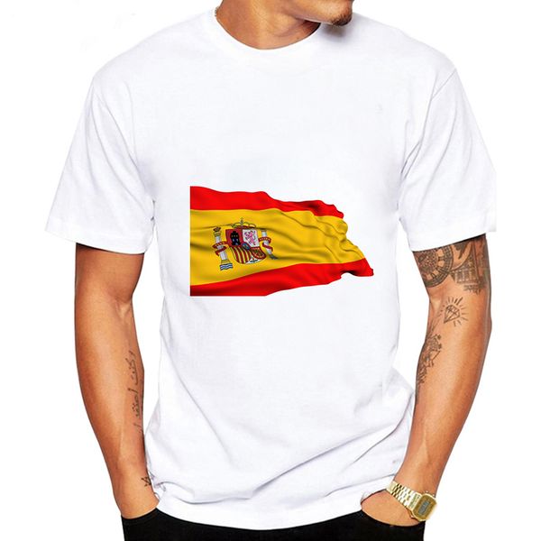 

dlrn men's t-shirt crewneck loose spanish flag print t-shirt summer men short sleeve t shirt spain flag graphic tee casual homme, White;black