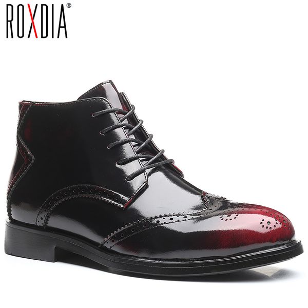 

men ankle boots autumn formal work shoes male lace up man boots british style roxdia plus size 39-48 pu leather rxm147, Black