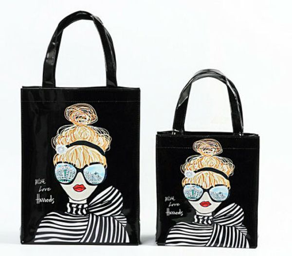 

pvc casual shopping fashion handbag harrods london girls handles tote bag