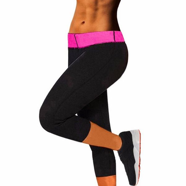 

women's sauna slimming pants body shaper for weight loss fat burning sweat neoprene capris leggings waist trainer, Black;gray