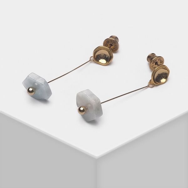 

amorita boutique hexagonal stone pendant drop earrings, Silver