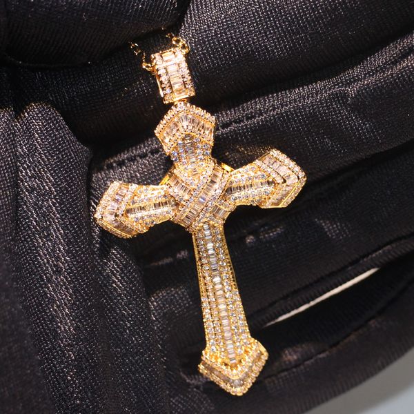 

brand new choucong luxury jewelry 925 silver&gold fill cross pendant pave white sapphire cz diamond lucky neckalce for women gift with chain