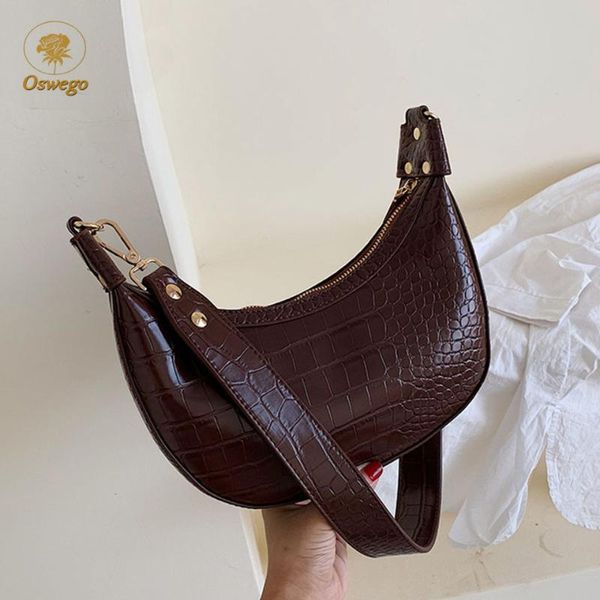 

oswego retro crocodile pattern crossbody bags for women 2020 fashion luxury handbags women bags designer saddle lady purse