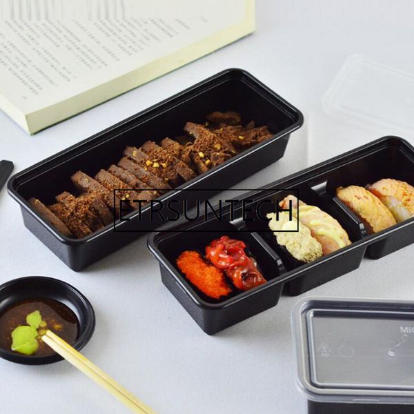 

300sets суши упаковка box пластиковые прямоугольник одноразовые сашими салат еды на вынос коробки с крышкой