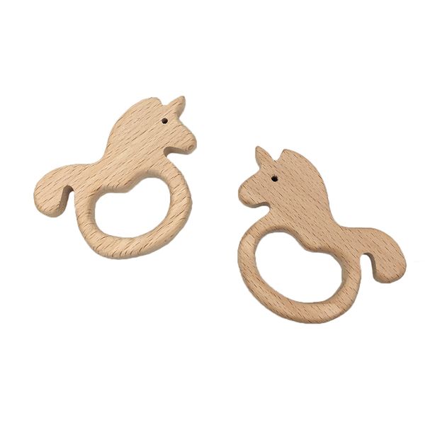 

детские интересные детские ручной работы натуральный деревянный единорог прорезыватель прорезывания зубов подвеска игрушки для душа diy пода