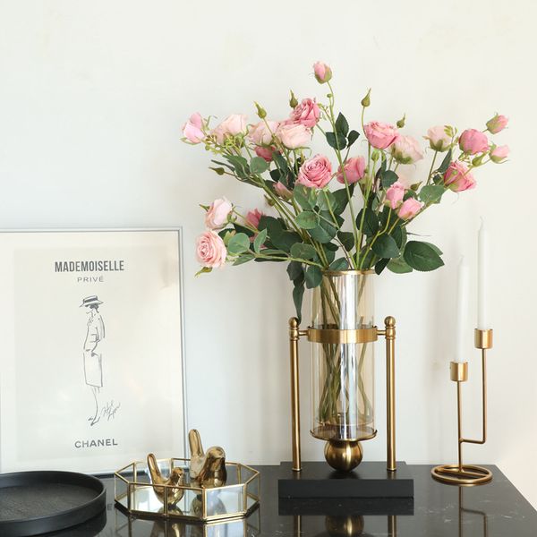 

7pcs 73cm rose artificial flowers decoration wedding background wall silk flower for home decoration garden rose branch wreath
